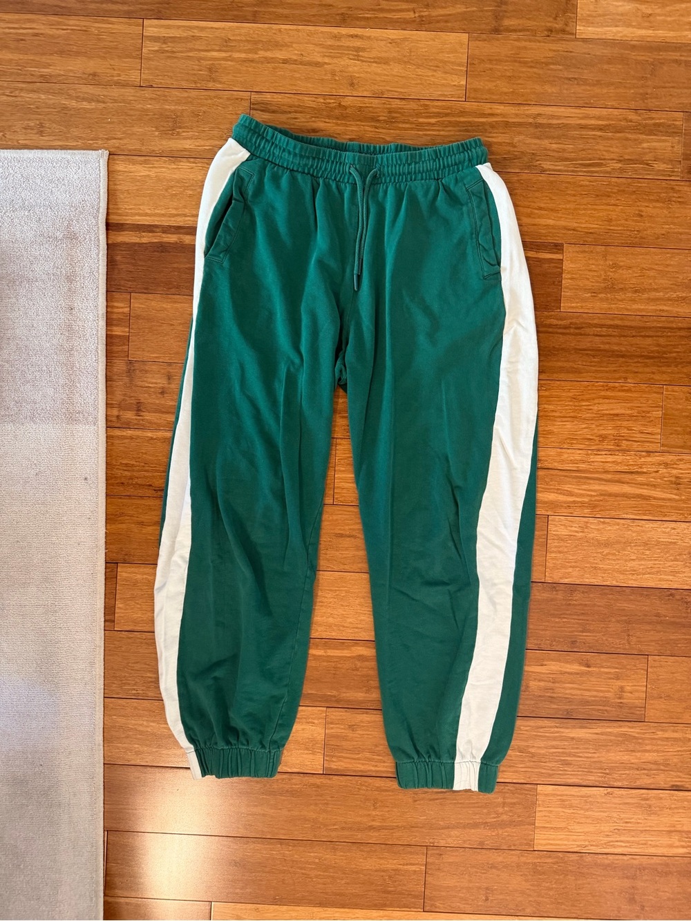 Zara Green Joggers with White Sides